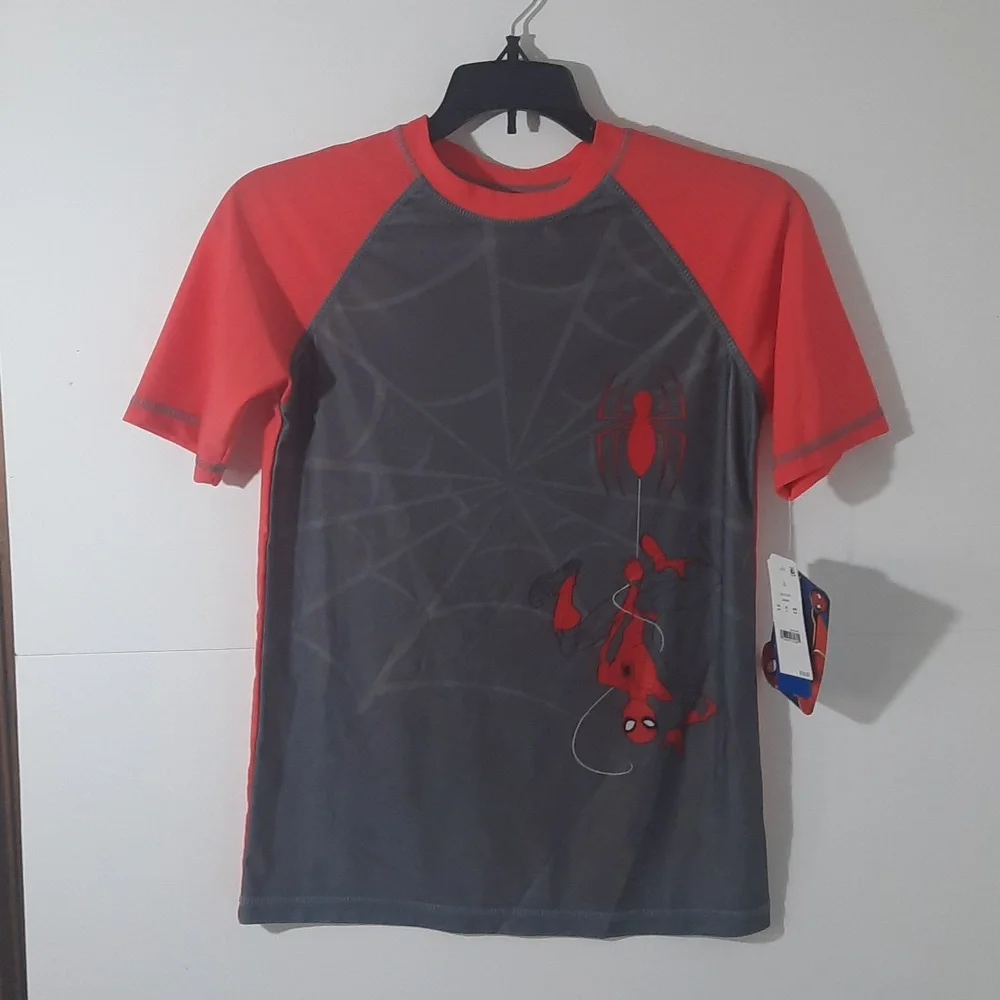 Spiderman swim shirt rashguard UPF 50+ boys size large
